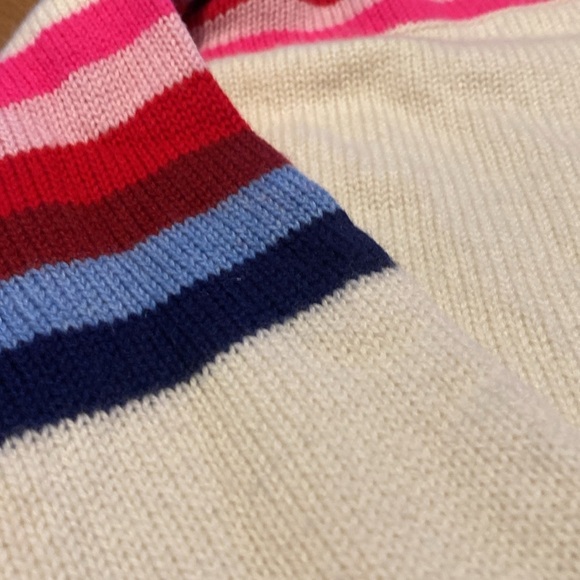 Sundry Merino Wool Cashmere Blend Shoulder  Stripe Oversized Retro Sweater S 4-6 - Picture 6 of 10